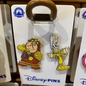 2024 Disney Parks Beauty & The Beast Cogsworth & Lumiere OE 2 Pin Set BNWT
